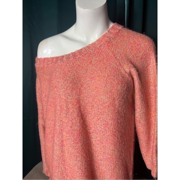 H&M Pink Multi Color Crewneck 3/4 Sleeve Long Tunic Acrylic Sweater Size Small - Picture 2 of 8